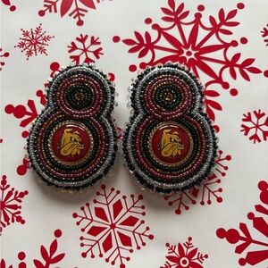 Handcrafted Beaded Earrings with Bulldog Design
